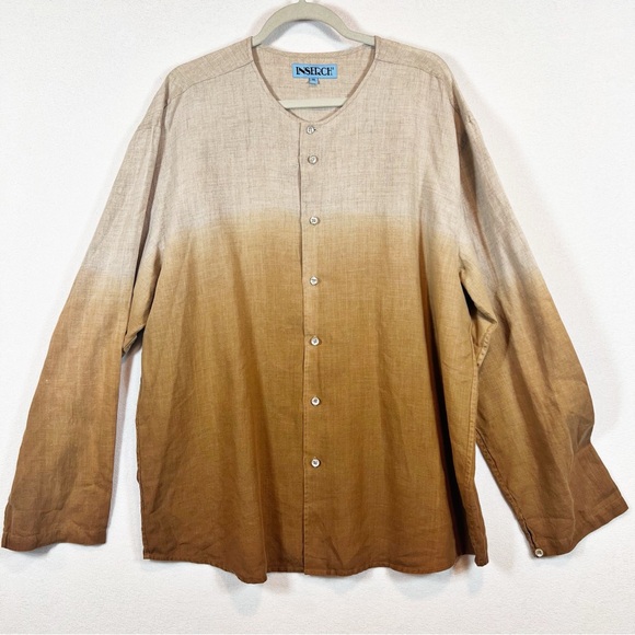 inserch Other - Inserch Premium Linen Yarn-Dye Ombre Long Sleeve Shirt Men's 3X Button Down